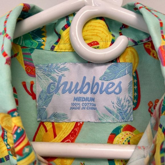 Chubbies 1/4 Button Hawaiian Shirt Men Size Medium Sombreros Pocket - Picture 3 of 7